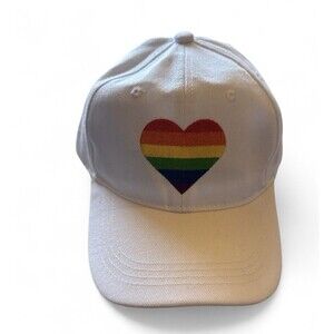 NWT Season of Love Baseball Cap White With Rainbow Heart Pride NEW Adult